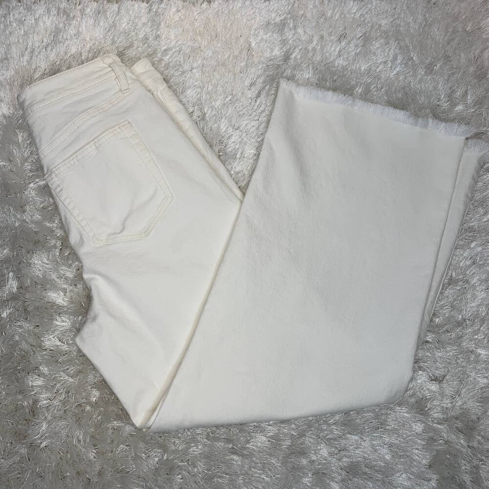 LOFT Cream Button Front Wide Leg Jeans Sz 25 0